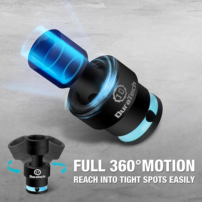 DURATECH 3/8" Drive Impact Swivel Socket Set with Storage Case(8-19mm)