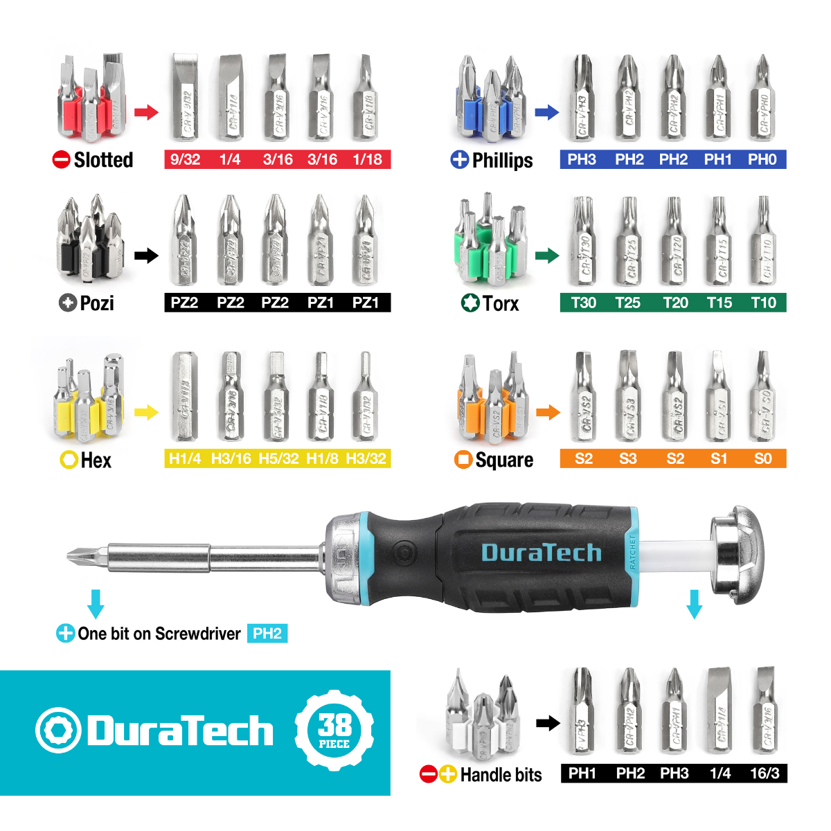 DURATECH 38-Piece Multi-bit Ratcheting Screwdriver