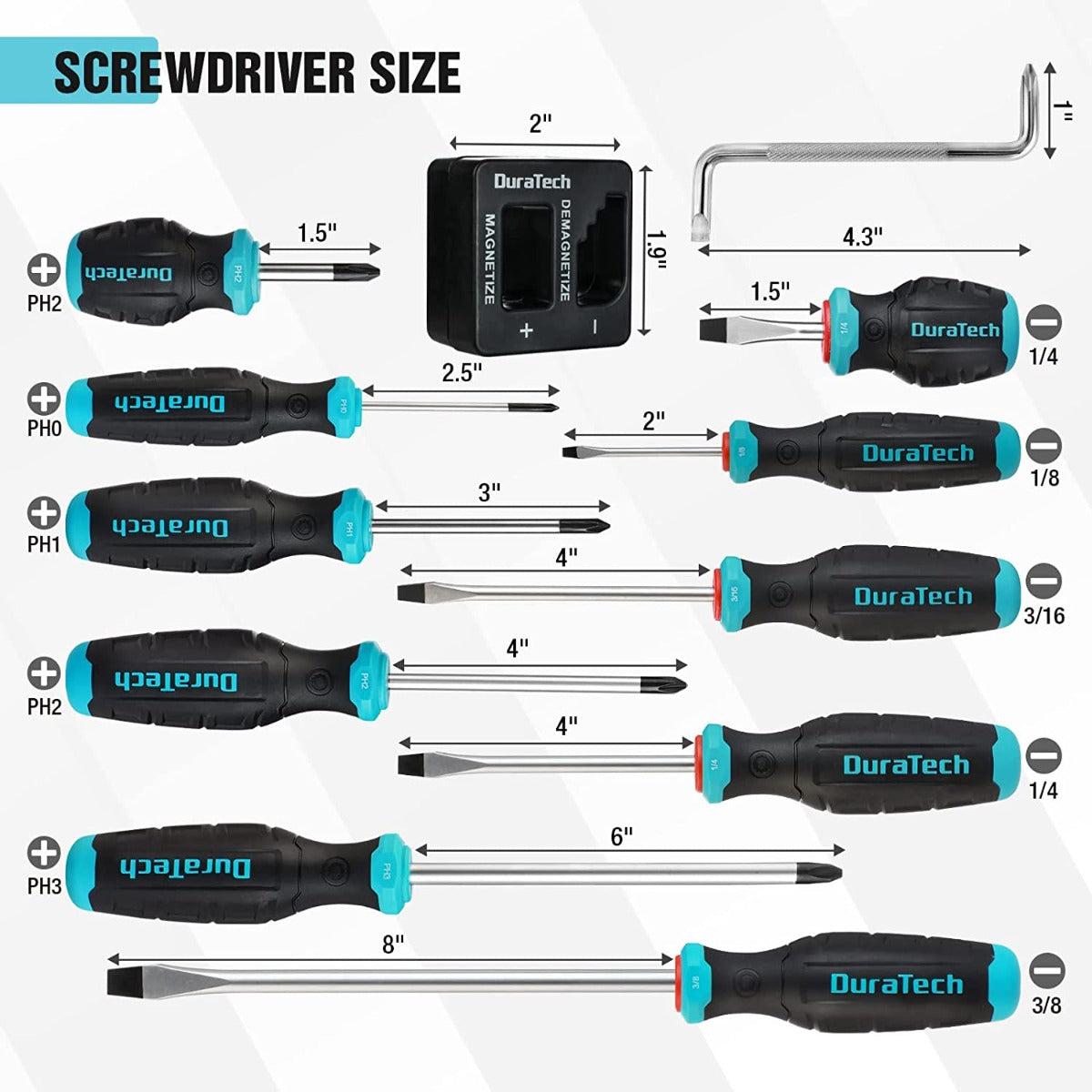 DURATECH 5/8/12-Piece Magnetic Screwdriver Set