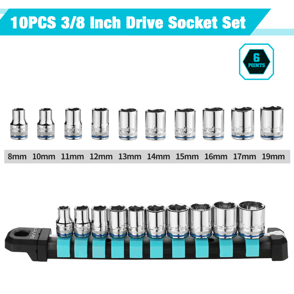 DURATECH 1/4", 3/8" Drive Socket Set