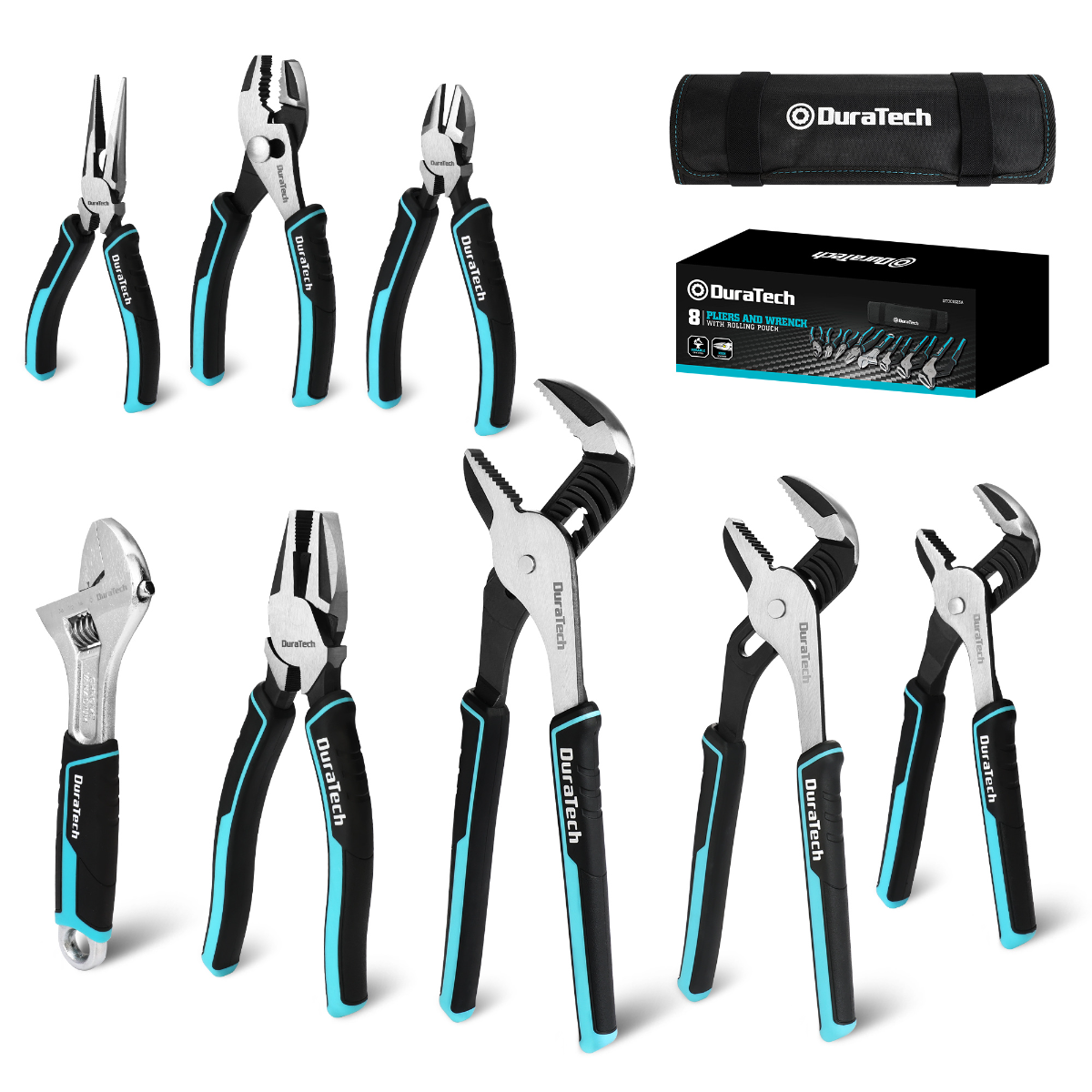 DURATECH 8-Piece Pliers Set with Rolling Pouch