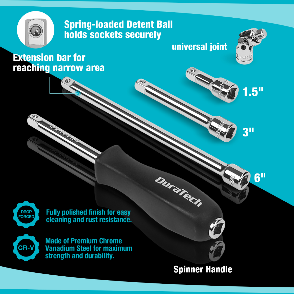 DURATECH 51-Piece 1/4" Socket Set  SAE & Metric