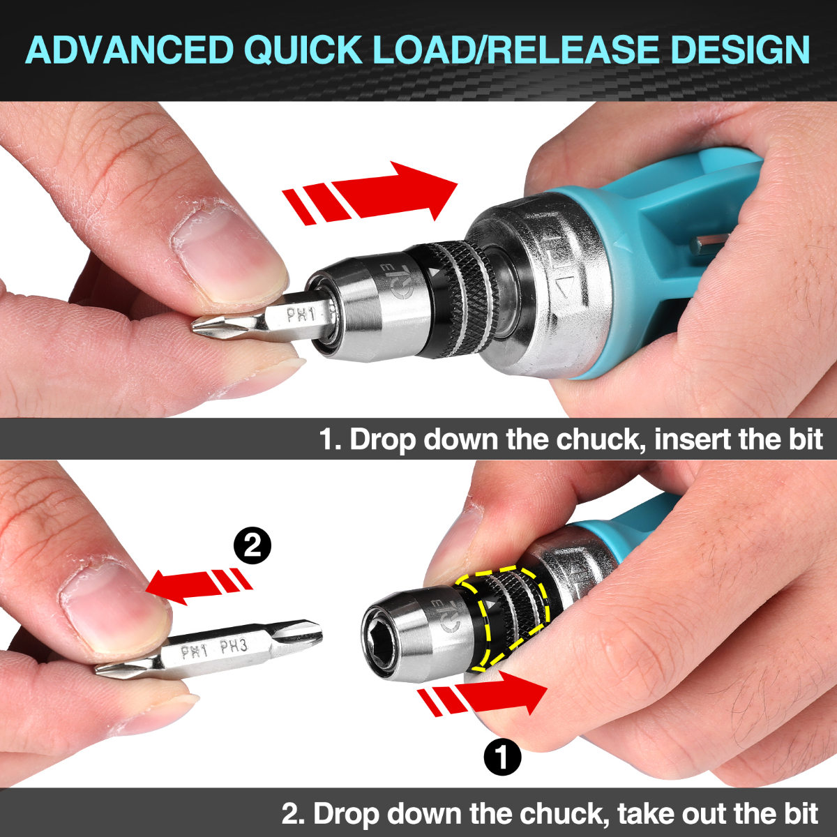 DURATECH 12-in-1 Multi-bit Short Stubby Ratcheting Screwdriver