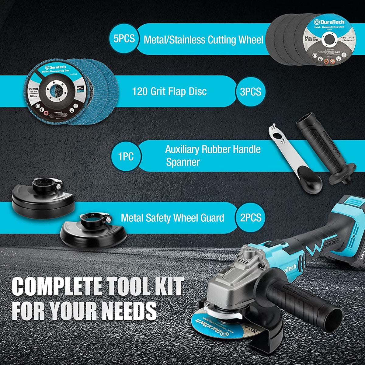 DURATECH 20V Cordless Angle Grinder Kit