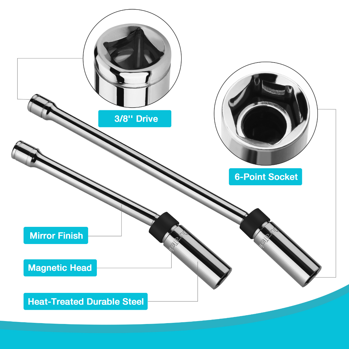 DURATECH 2-Piece Magnetic Swivel Plug Socket Set