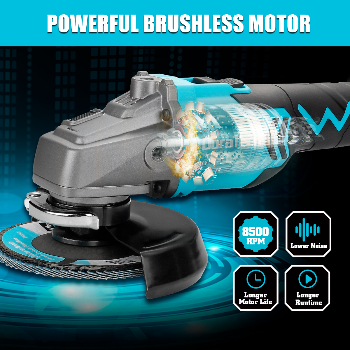 DURATECH 20V Cordless Angle Grinder Kit