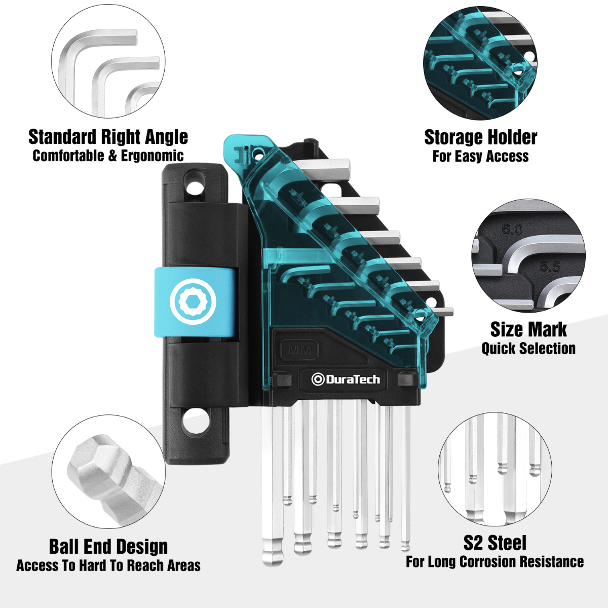 DURATECH 12-Piece Metric Long Arm Ball End Hex Wrench Set