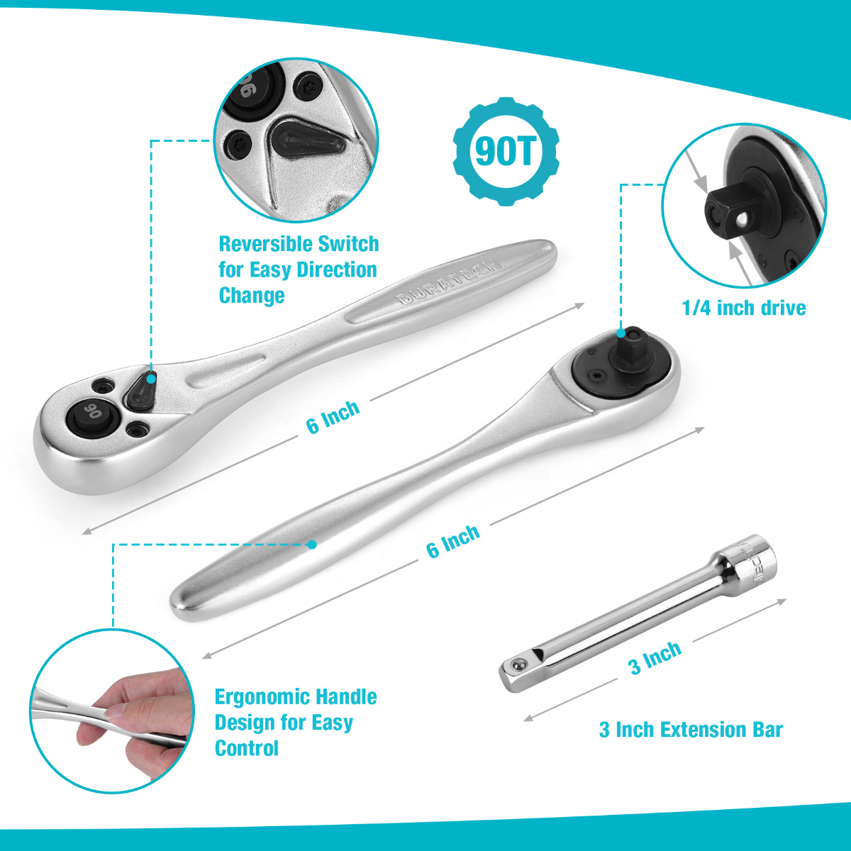 DURATECH  20-Pieces 1/4" Drive Socket Set