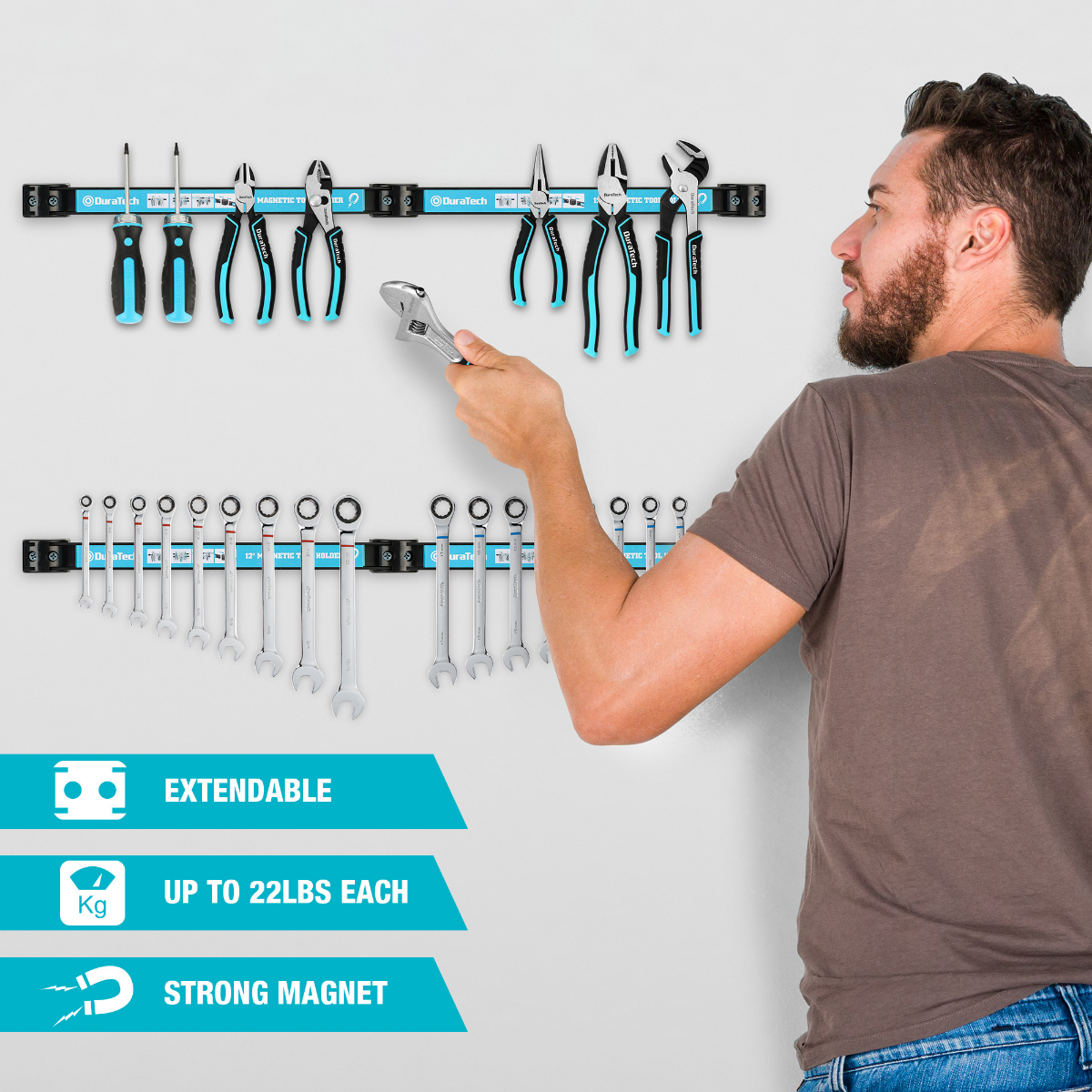 DURATECH 4-Piece 12" Magnetic Tool Holder Strip