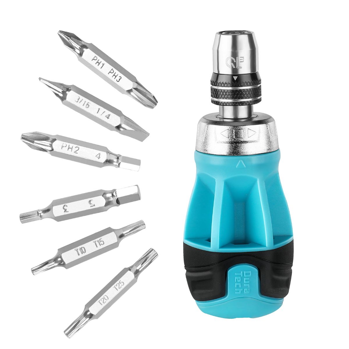 DURATECH 12-in-1 Multi-bit Short Stubby Ratcheting Screwdriver