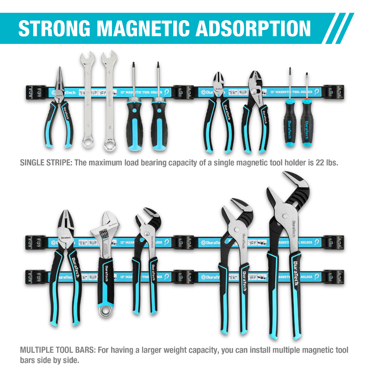 DURATECH 4-Piece 12" Magnetic Tool Holder Strip