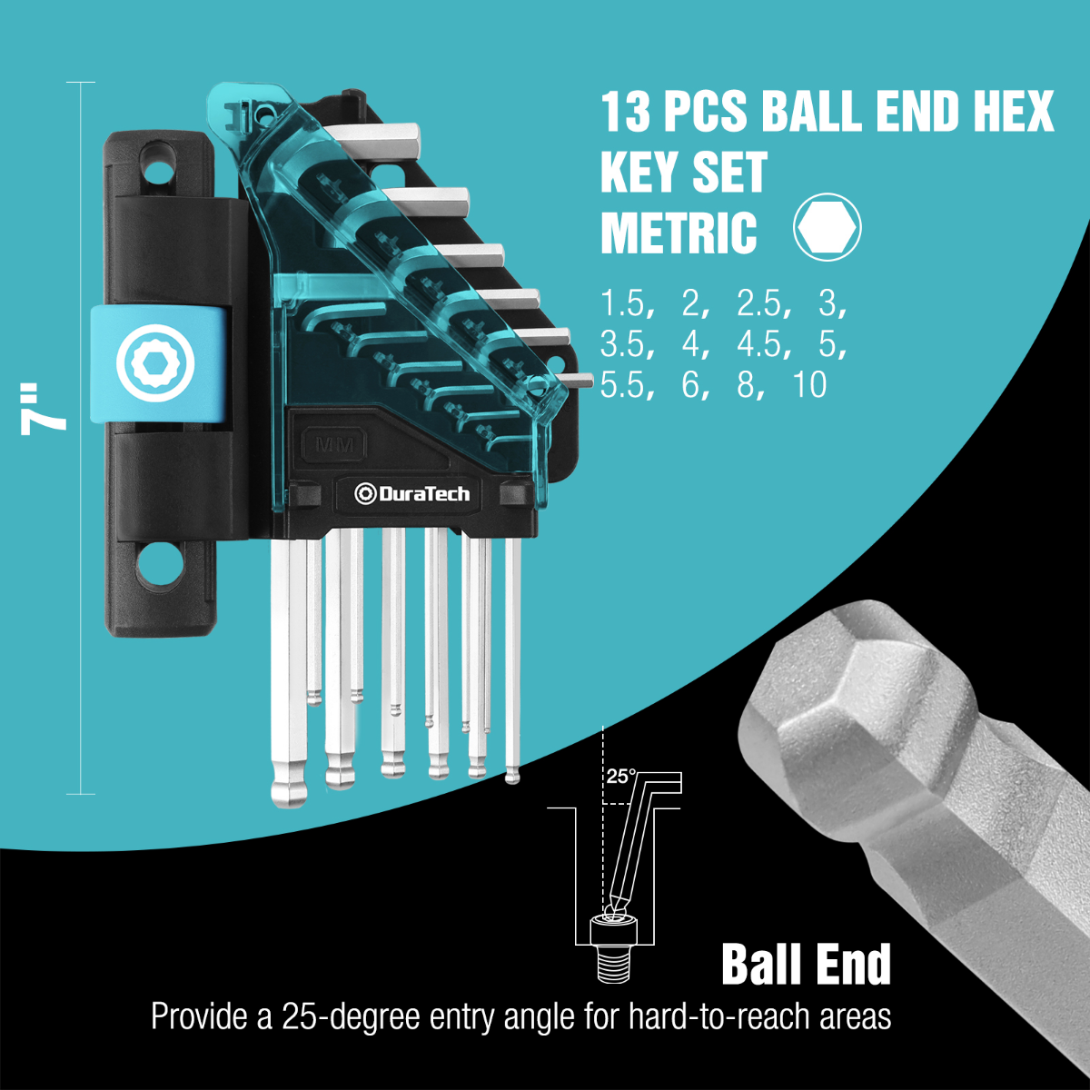 DURATECH 12-Piece Metric Long Arm Ball End Hex Wrench Set