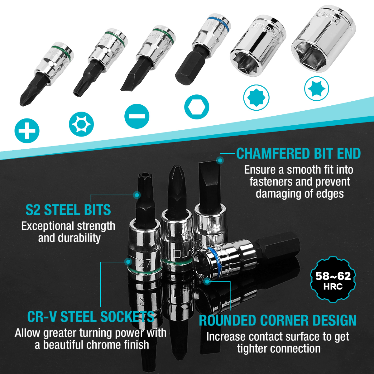 DURATECH 51-Piece 1/4" Socket Set  SAE & Metric