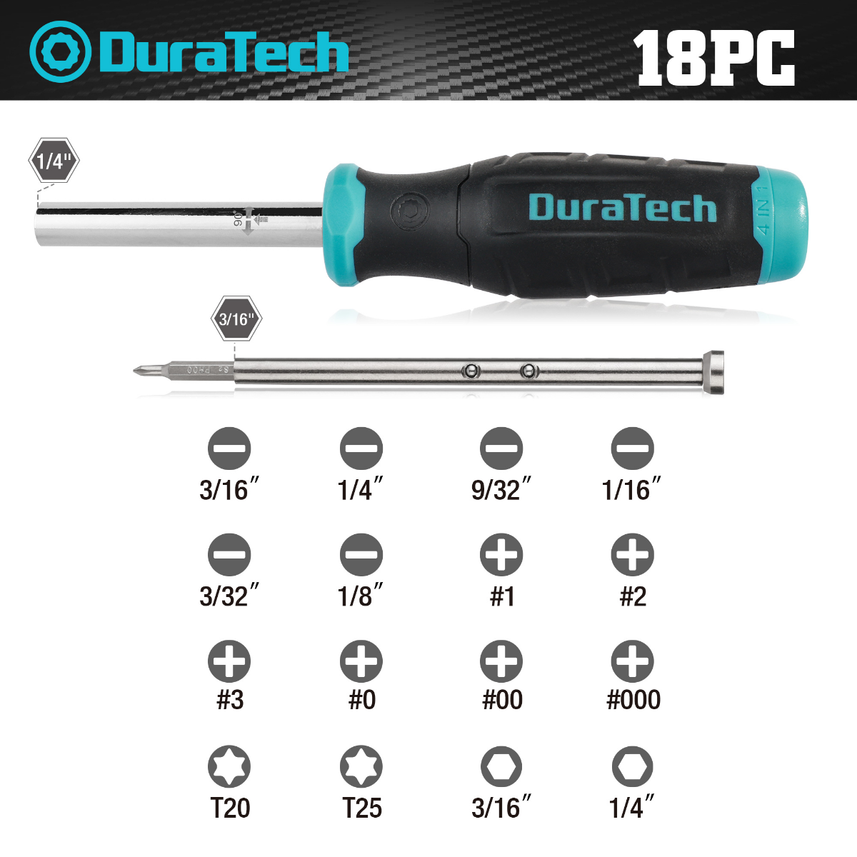 DURATECH 18-in-1 Multi-bit Screwdriver Set