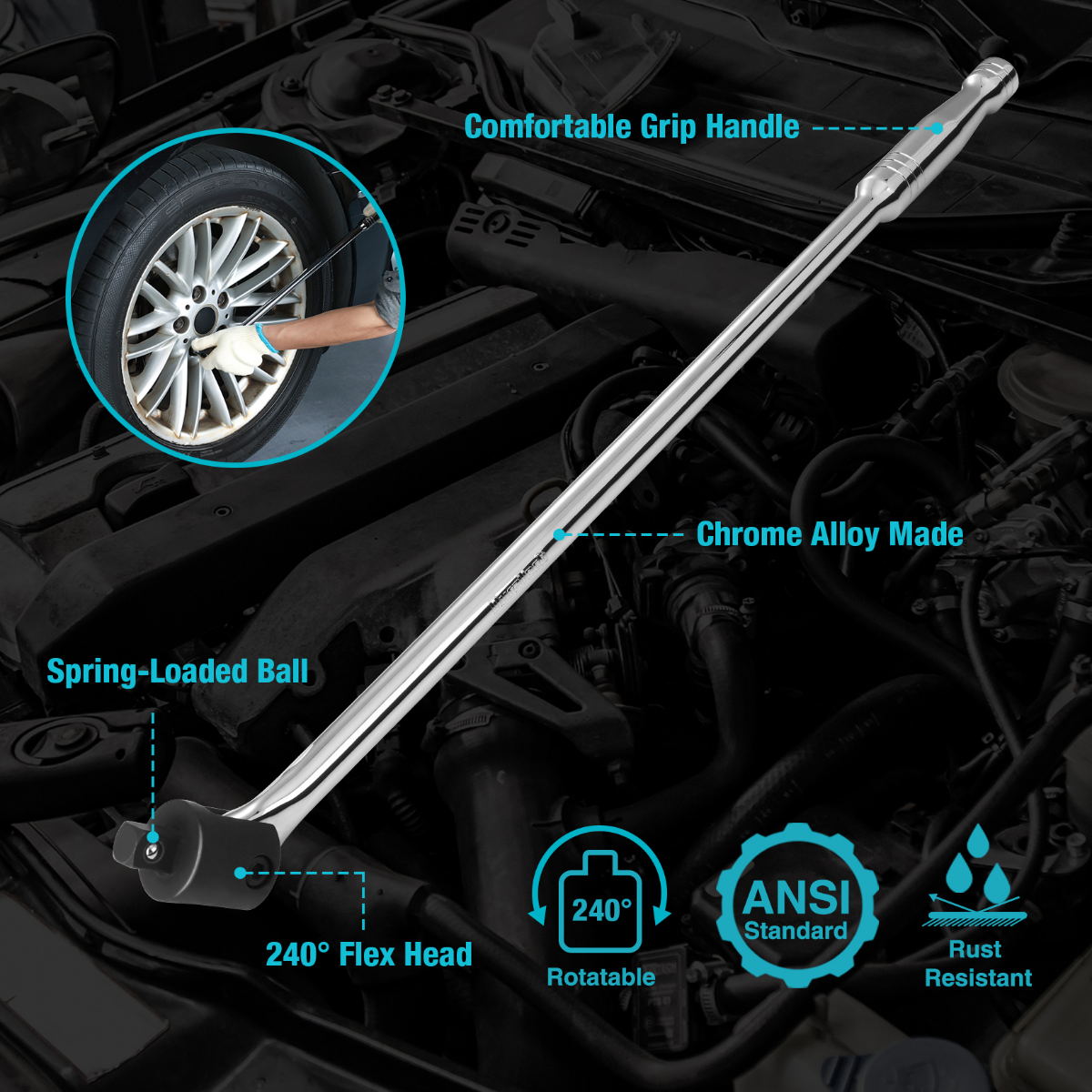 DURATECH 1/2'' Drive 24-Inch Breaker Bar