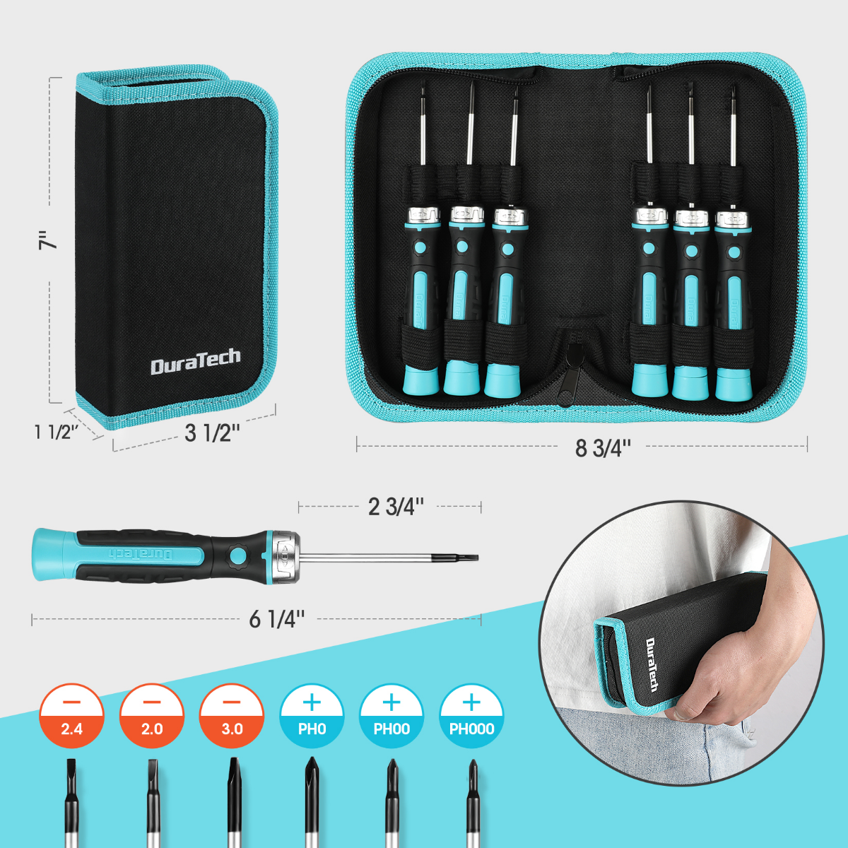 DURATECH 6-Piece Precision Screwdriver Set