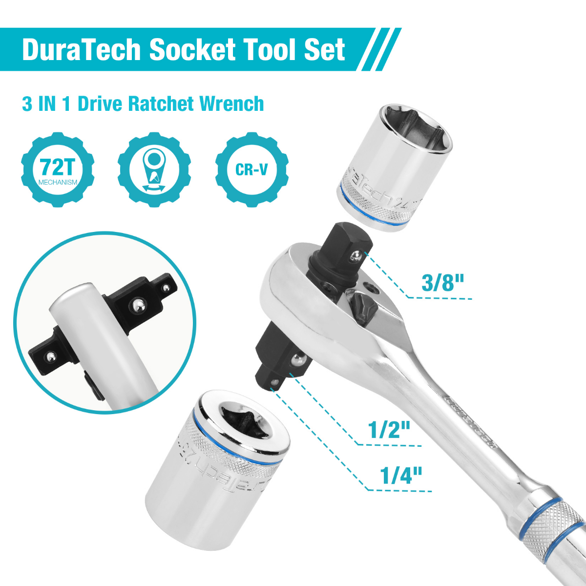 DURATECH 24-Piece Socket Wrench Set, SAE/Metric