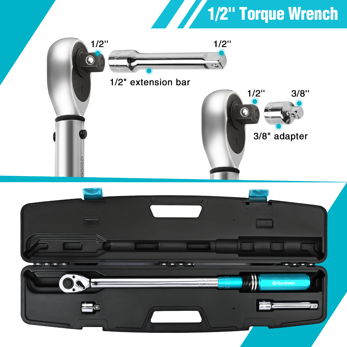 DURATECH 1/2, 3/8-Inch Drive Click Torque Wrench