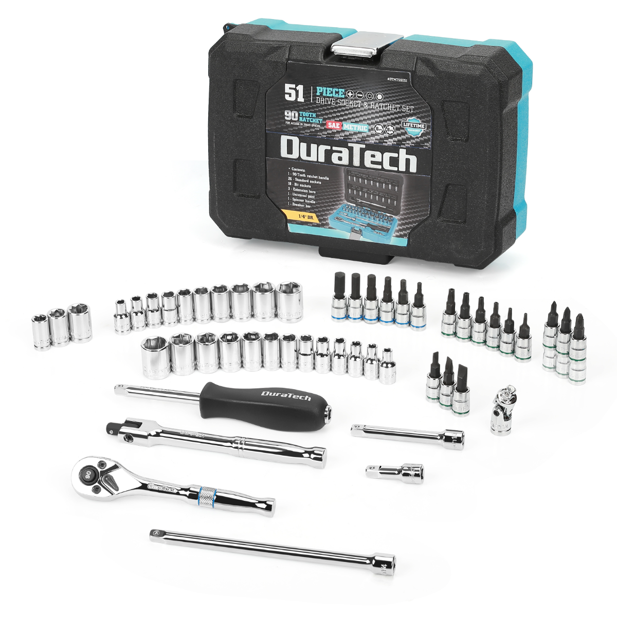 DURATECH 51-Piece 1/4" Socket Set  SAE & Metric